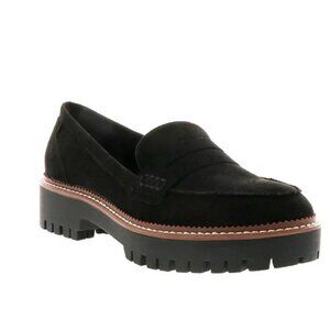 Jellypop NWOT SZ9 Black Suede Paris Lug Sole Penny Loafer Modern Preppy Academia